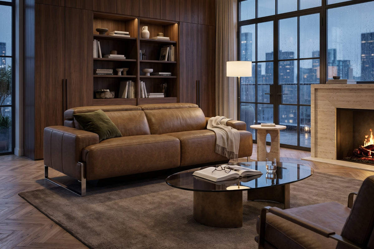 Valencia Melania Distressed Leather Recliner Sofa