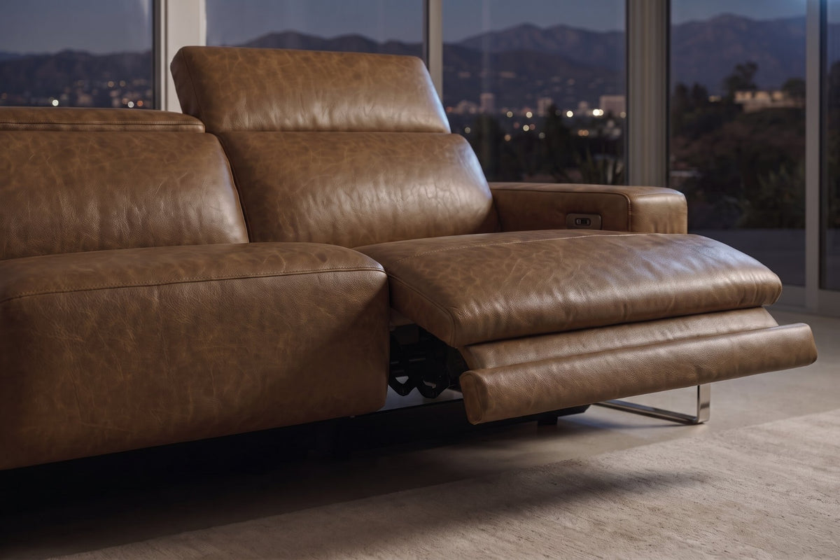 Valencia Melania Distressed Leather Recliner Sofa