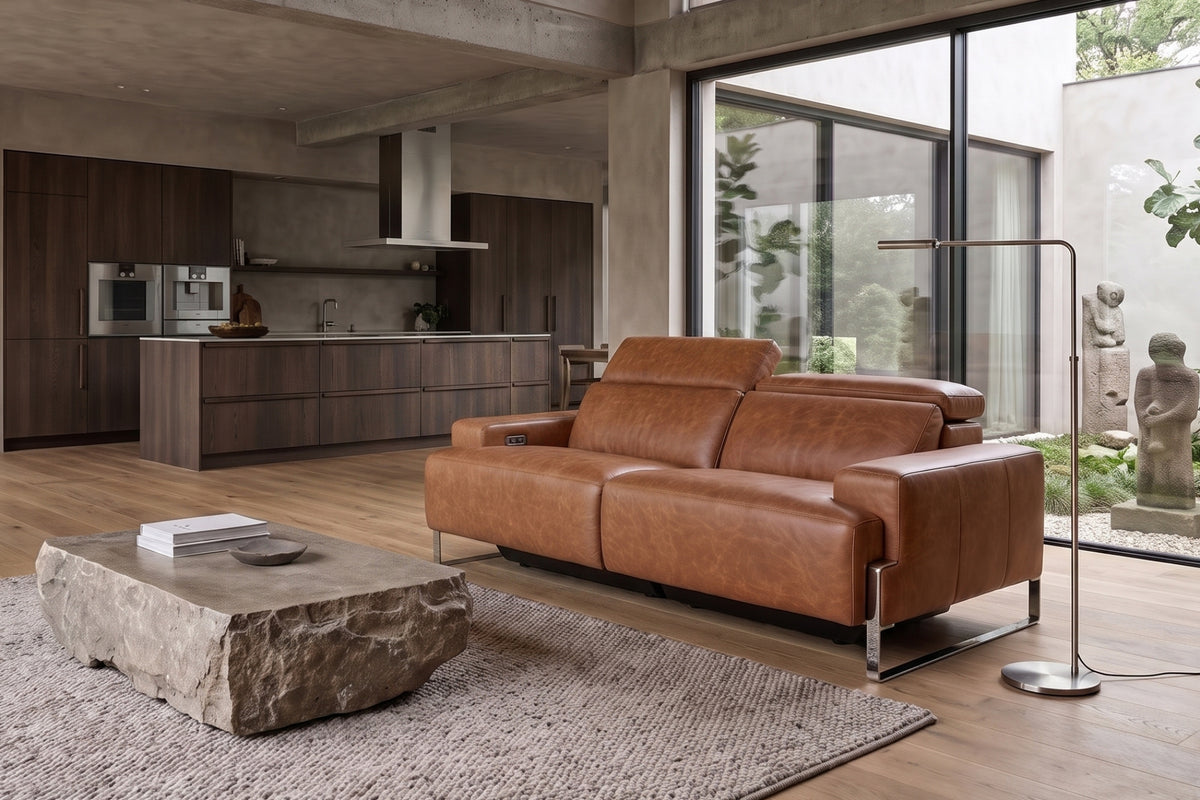 Valencia Melania Distressed Leather Recliner Sofa