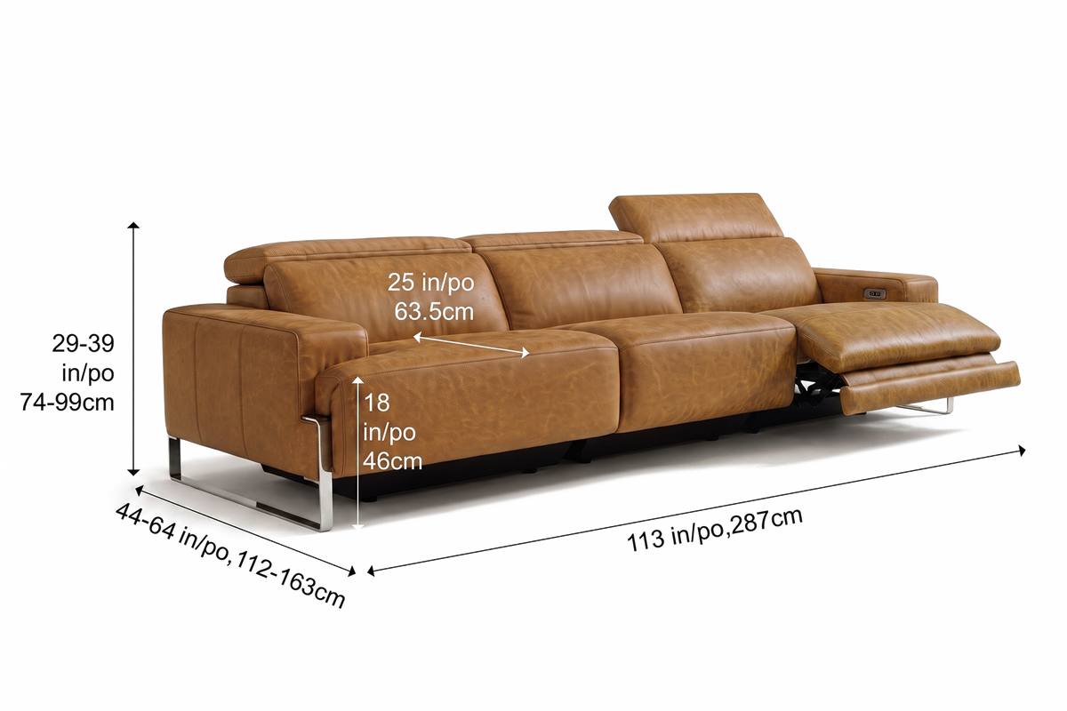 Valencia Melania Distressed Leather Recliner Sofa