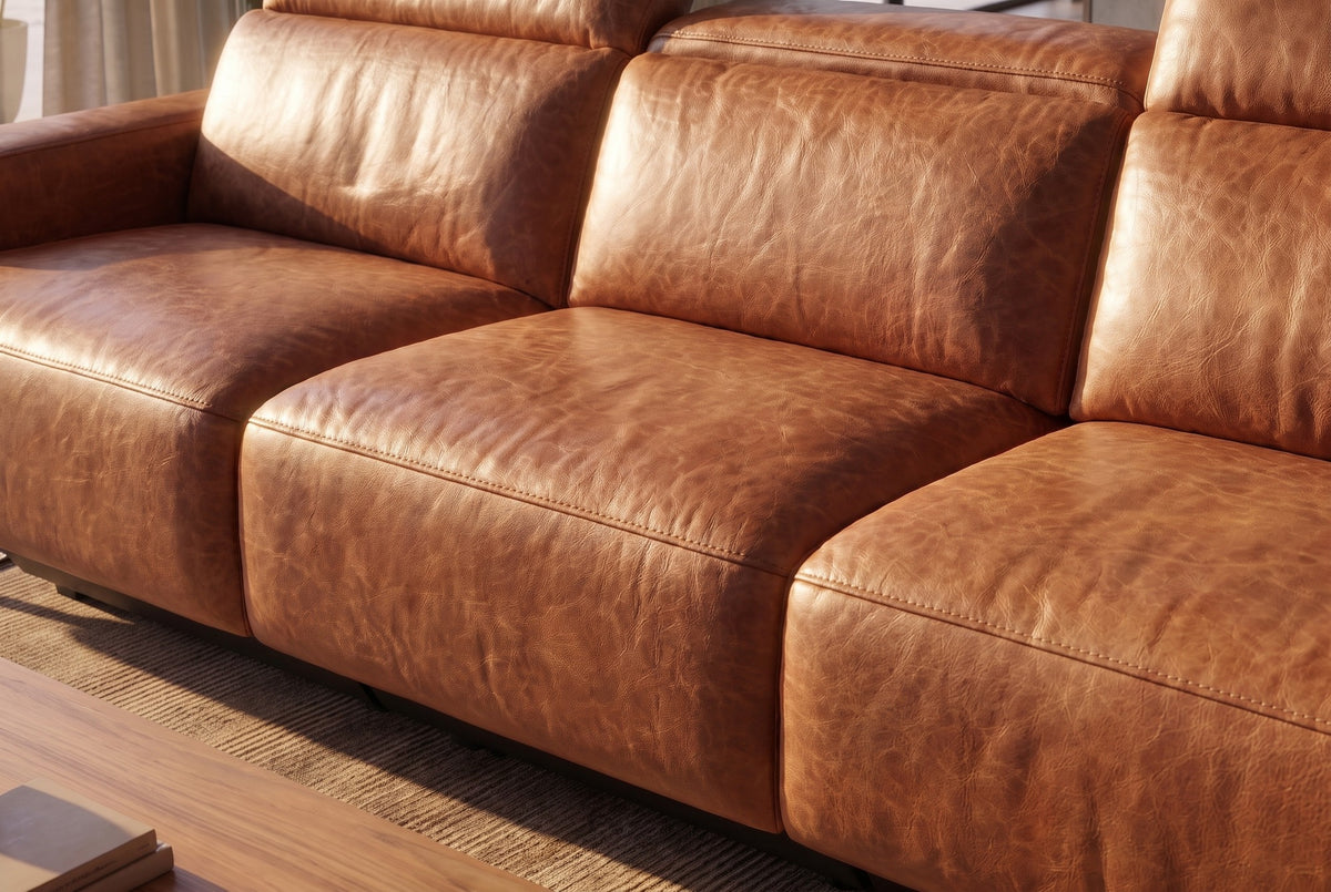 Valencia Melania Distressed Leather Recliner Sofa
