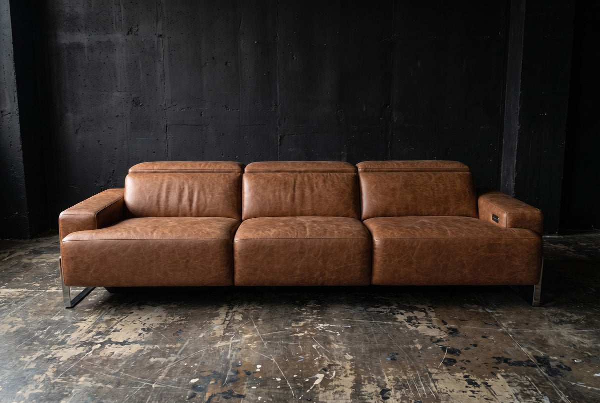 Valencia Melania Distressed Leather Recliner Sofa