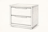 Pencil sketch of the Melfi nightstand, drawn from the same three-quarter view