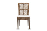 Mendicino Tall-Back Rattan and Mahogany Dining Chair, front view
