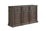 Miglierina 67-Inch 3-Drawer 3-Door Ash Veneer Breakfront Sideboard on a white background