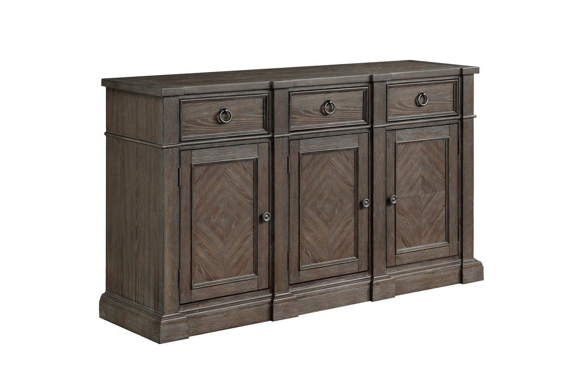 Miglierina 67-Inch 3-Drawer 3-Door Ash Veneer Breakfront Sideboard on a white background