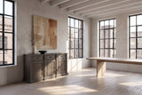 Miglierina 67-Inch 3-Drawer 3-Door Ash Veneer Breakfront Sideboard in a city loft