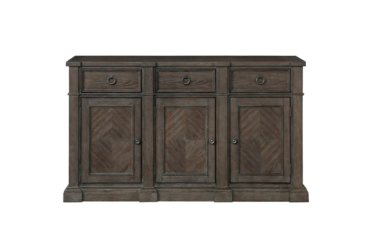Miglierina 67-Inch 3-Drawer 3-Door Ash Veneer Breakfront Sideboard, front view