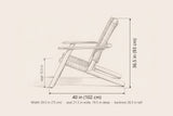 Militello lounge chair dimensions: 40 in deep, 36.5 in high, 29.5 in wide, seat 15.5 in high
