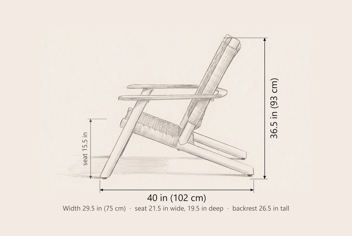 Militello lounge chair dimensions: 40 in deep, 36.5 in high, 29.5 in wide, seat 15.5 in high