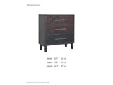 Mirano 33-Inch Velvet Mocha Carved Mango 3-Drawer Chest dimensions: 32.7 in wide, 13.8 in deep, 34.3 in high