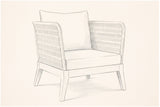 Pencil sketch of the Mistretta lounge chair, three-quarter front view