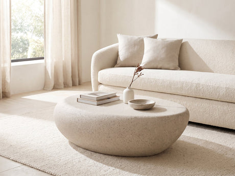 Modica Cream Fiberglass Pebble Coffee Table