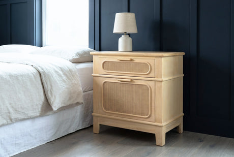Mogoro Pine and Cane 2-Drawer Nightstand