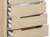 Close-up of the Monselice 38-Inch Light Elm 5-Drawer Chest: drawers