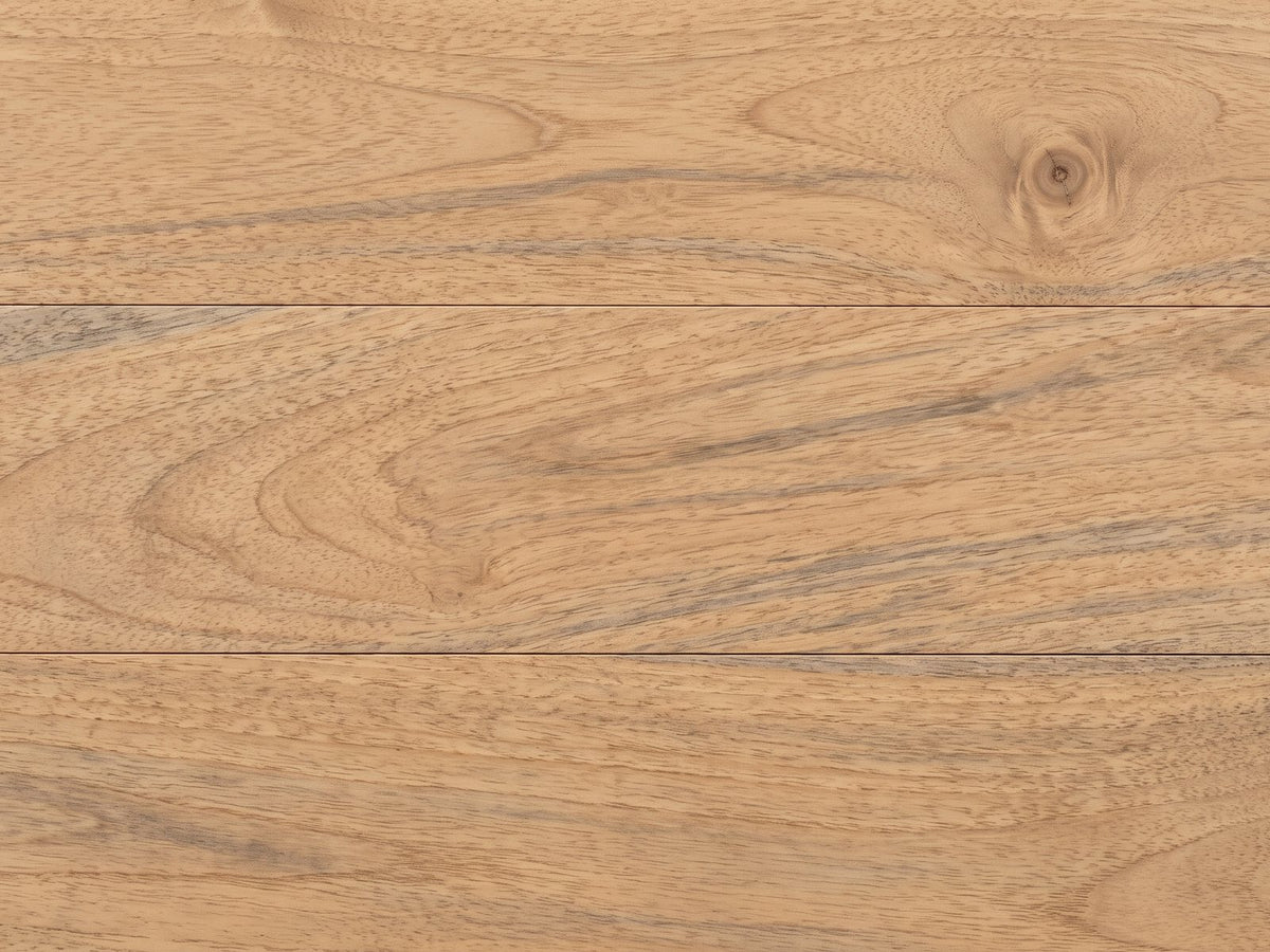 Close-up of the Montecatini Square Mango Side Table: the natural mango grain of the top