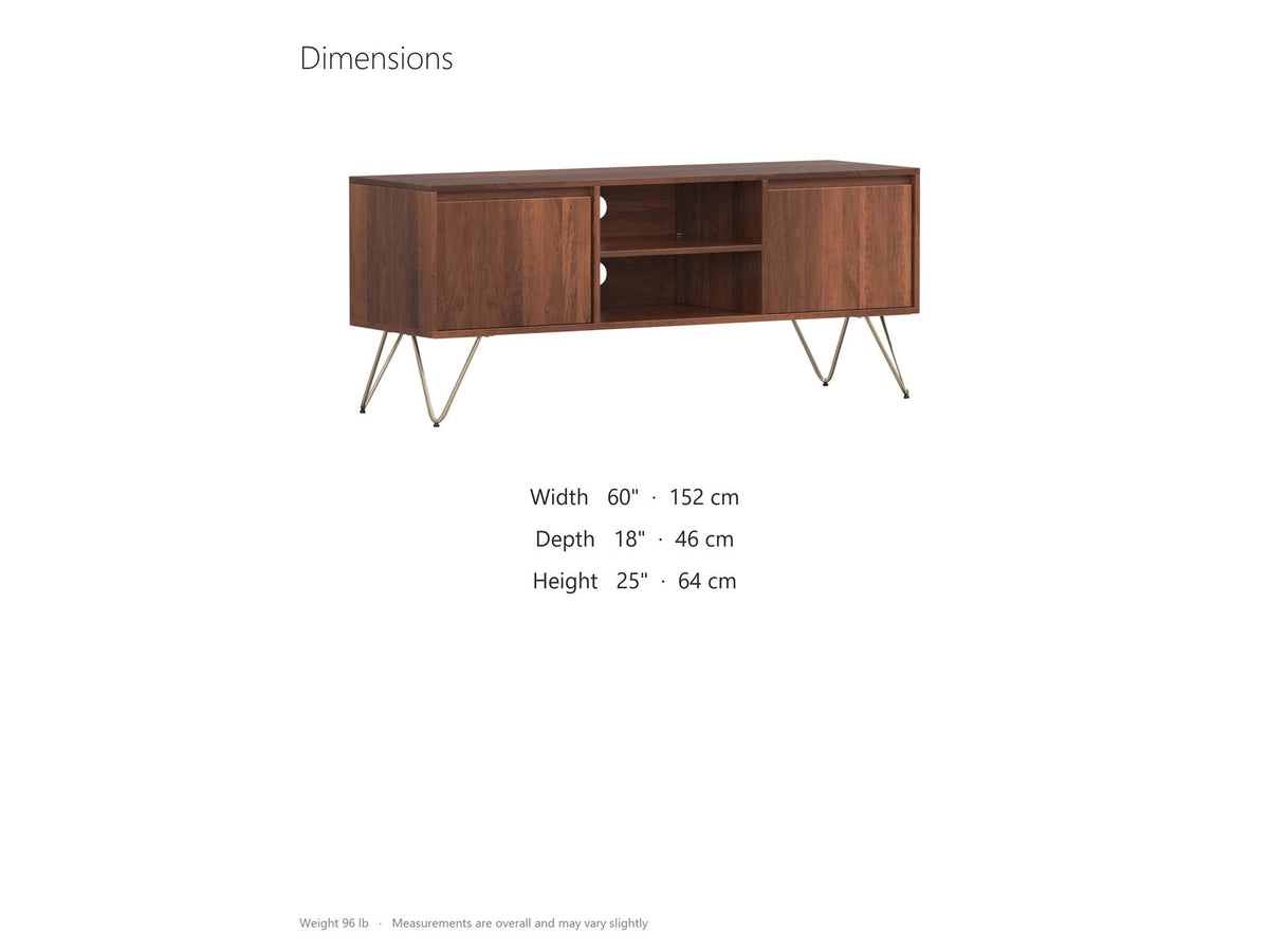 Montefalco Solid Mango Media Console dimensions: 60.0 in wide, 18.0 in deep, 25.0 in high