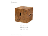 Montefiore Teak Root Cube Side Table dimensions: 17.0 in wide, 17.0 in deep, 17.5 in high