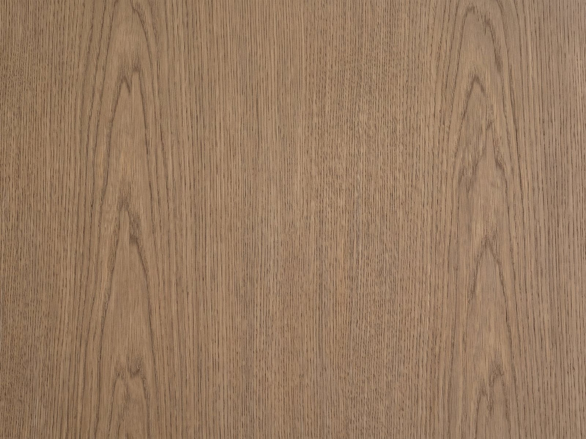 Close-up of the Monticchiello Driftwood Oak Veneer Cube Side Table: the driftwood oak grain of the top