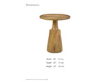 Montisi Natural Mango Pedestal Side Table dimensions: 20.0 in wide, 20.0 in deep, 24.0 in high