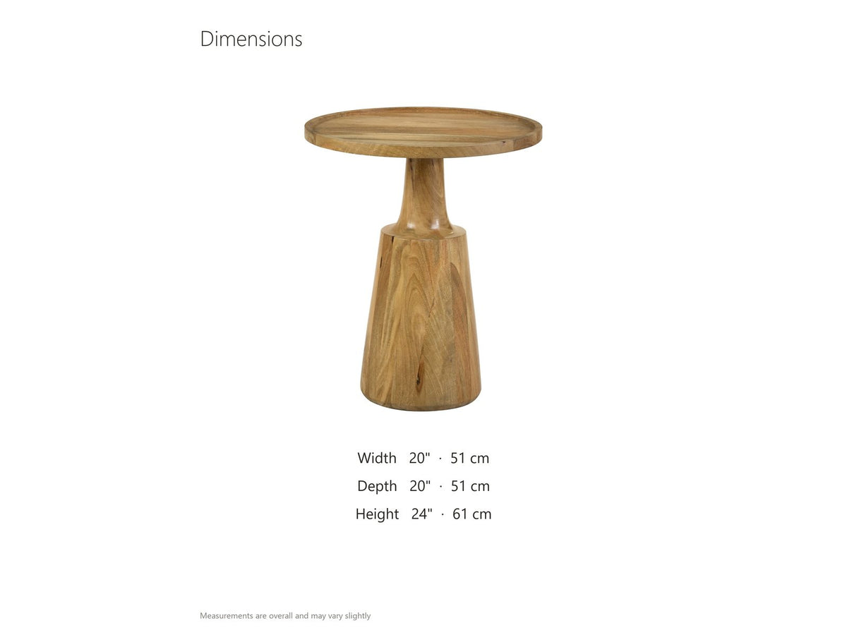 Montisi Natural Mango Pedestal Side Table dimensions: 20.0 in wide, 20.0 in deep, 24.0 in high