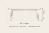 Montone bench dimensions: 39.37 in long, 16.14 in high, 11.81 in deep