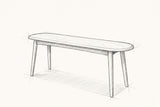Pencil sketch of the Montone bench, drawn from the same three-quarter view