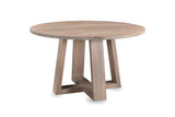 Morano 54-Inch Round Grey-Washed Solid Acacia Dining Table on a white background
