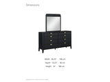 Murano 66-Inch Black Oak 8-Drawer Dresser with Mirror dimensions: dresser 66.25 in wide, 18.25 in deep, 38 in high; mirror 36 in wide by 36 in high; 74 in high overall with the mirror