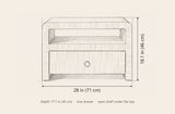 Muravera nightstand dimensions: 28 in wide, 18.1 in high, 17.7 in deep