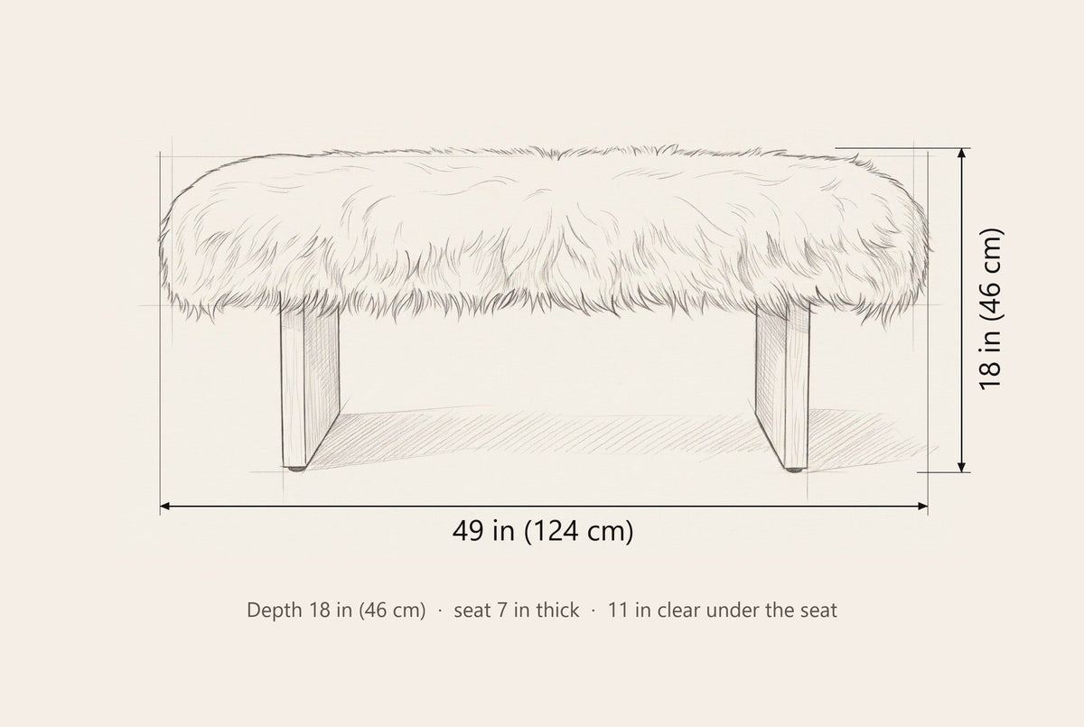 Narni bench dimensions: 49 in long, 18 in high, 18 in deep
