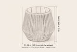 Naro side table dimensions: 21.06 in wide at the widest, 18.3 in high, round top 15.75 in across