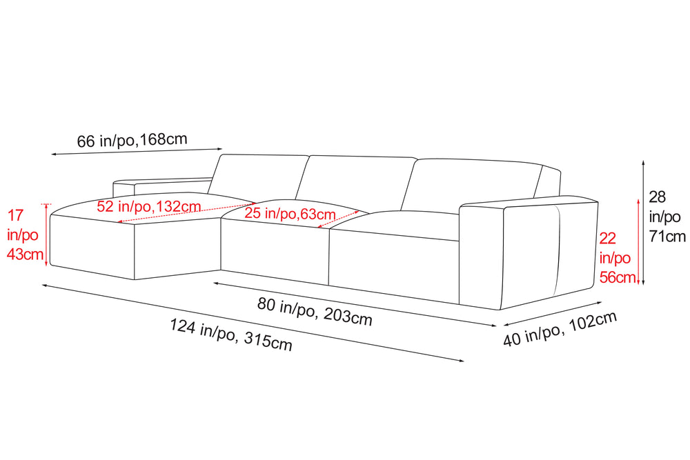 Valencia Nathan Full Aniline Leather Modular Sofa with Down Feather, Left Chaise, Black Color