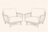 Pencil sketch of the pair of Naxos accent chairs, three-quarter view