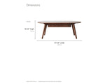 Neive 47-Inch Oval Walnut-Stained Solid Oak Coffee Table with 2 Drawers dimensions: 47.24 in wide, 22.05 in deep, 16.54 in high