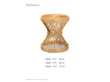 Neviano Natural Rattan Hourglass Side Table dimensions: 15.7 in wide, 15.7 in deep, 18.5 in high