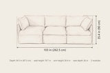 Nicosia modular sofa dimensions: 103 in wide, 35.4 in high, 34.5 in deep