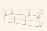 Pencil sketch of the Nicosia modular sofa, three-quarter view