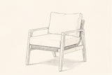 Pencil sketch of the Niscemi club chair, three-quarter front view