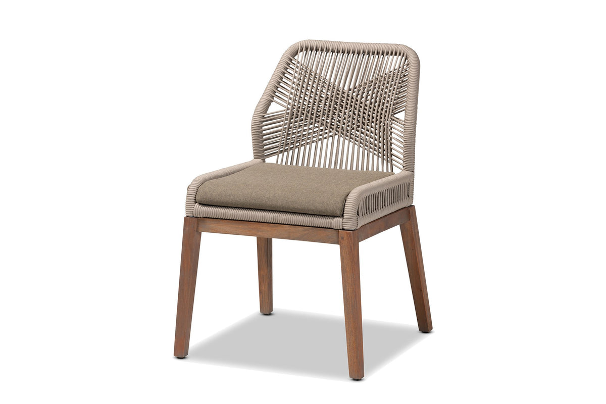 Nocera Woven Rope and Mahogany Dining Chair on a white background