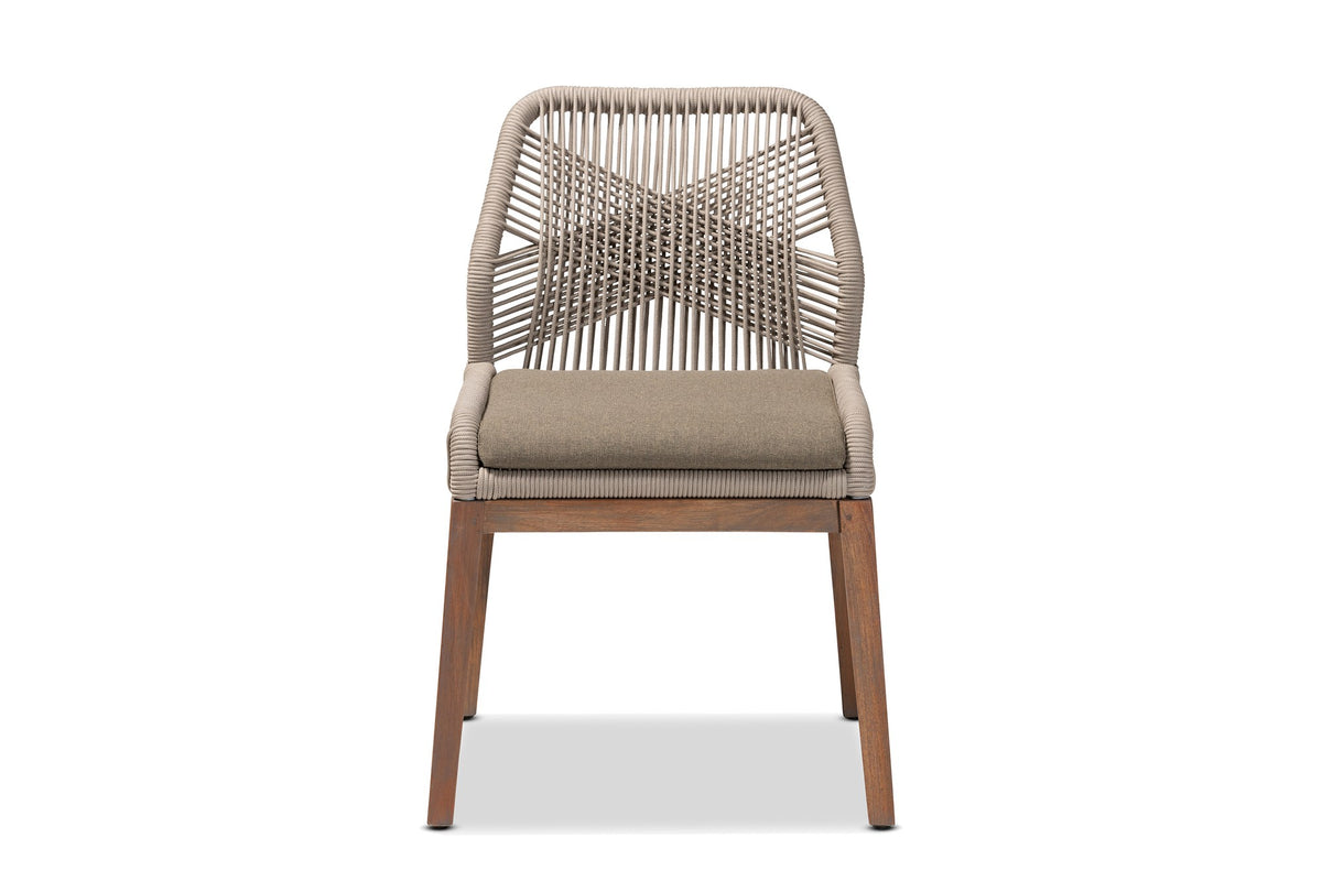 Nocera Woven Rope and Mahogany Dining Chair, front view