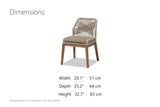 Nocera Woven Rope and Mahogany Dining Chair dimensions