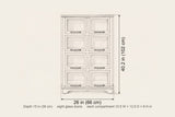 Noci display cabinet dimensions: 26 in wide, 40.2 in high, 15 in deep, each compartment 10.5 in wide, 12.5 in deep and 8 in high