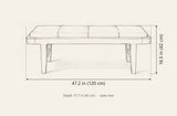 Norcia bench dimensions: 47.2 in wide, 16.5 in high, 17.7 in deep