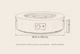 Noto fire pit dimensions: 39.25 in across, 11.5 in high