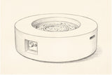 Pencil sketch of the Noto round fire pit, three-quarter view