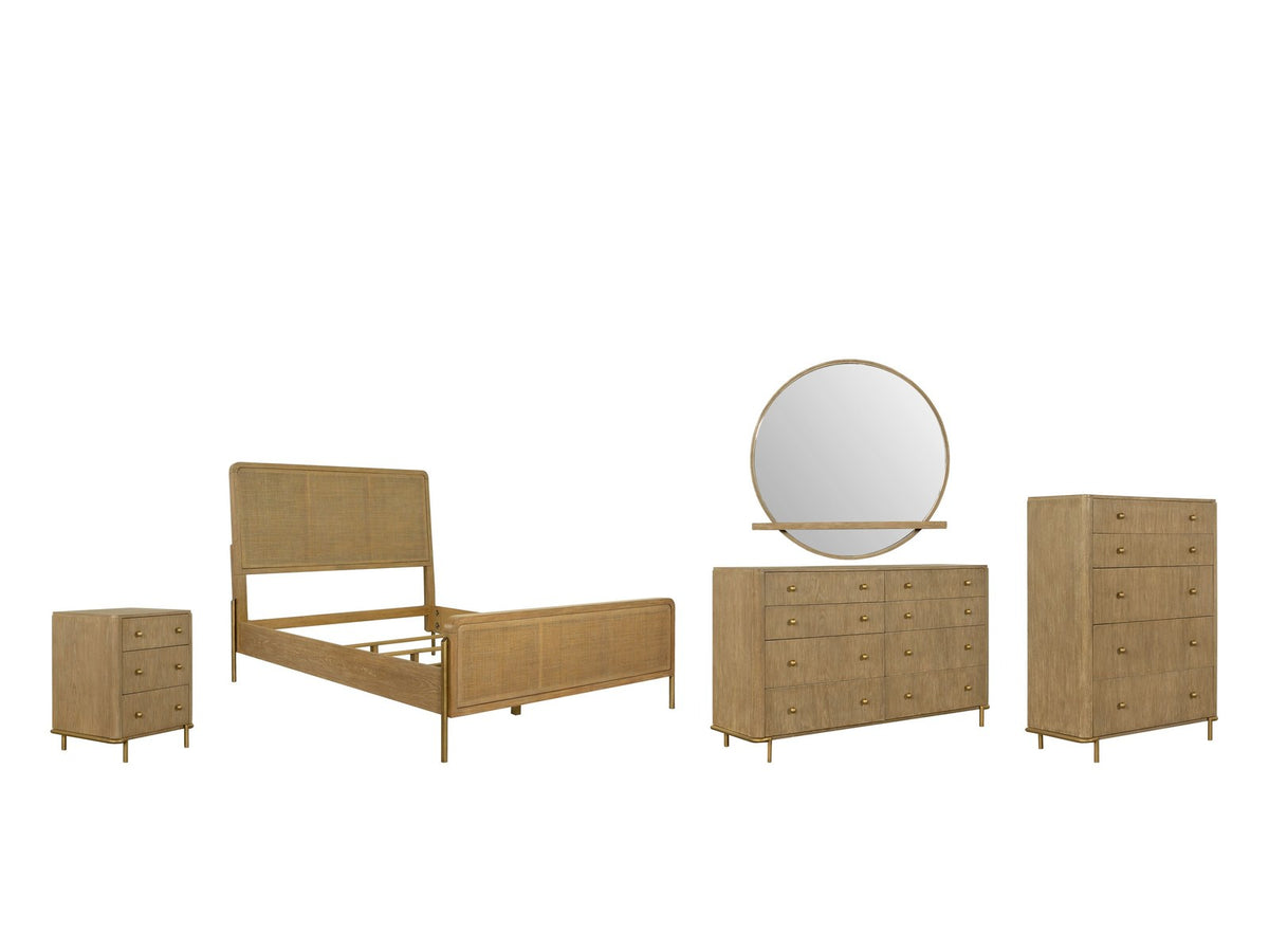 Numana Sand Wash and Natural Cane Bedroom Set: What's included, 5-piece
