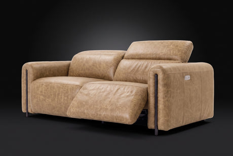 Octavia Distressed Italian Aniline Leather Dual Reclining Sofa