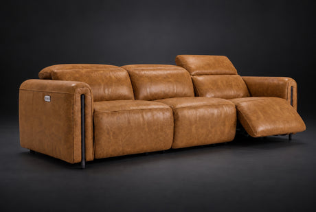 Octavia Distressed Italian Aniline Leather Dual Reclining Sofa