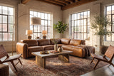Octavia Distressed Italian Aniline Leather Reclining Corner Sectional Sofa